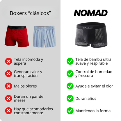 BOXER DE FIBRA DE BAMBÚ PREMIUM - PACK 4X1 NOMAD